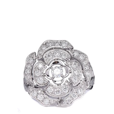 chanel white camellia ring|chanel camelia ring price.